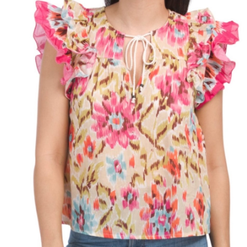 House of Harlow 1960 Zoey Khaki Floral Printed Top